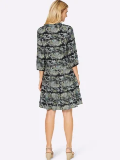 Druckkleid mit elastischen Bündchen