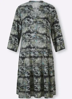 Druckkleid mit elastischen Bündchen