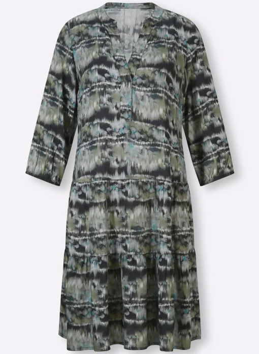 Druckkleid mit elastischen Bündchen