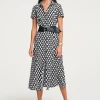 Druckkleid mit Stoffbindegürtel