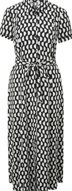 Druckkleid mit Stoffbindegürtel