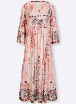 Druckkleid mit Volants an den 3/4-Ärmeln