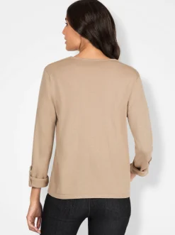 Feinstrickjacke mit regulierbarer Ärmellänge