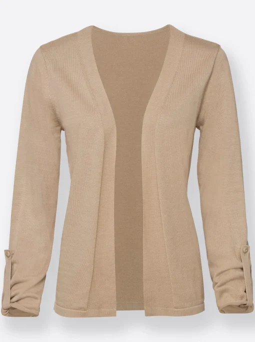 Feinstrickjacke mit regulierbarer Ärmellänge