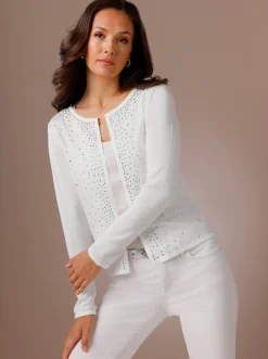 Feinstrickjacke mit Verzierungen vorne
