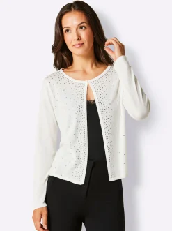 Feinstrickjacke mit Verzierungen vorne