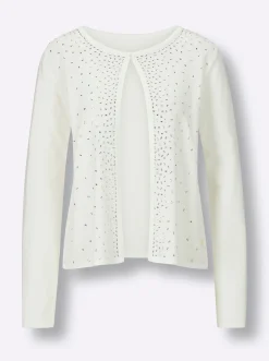 Feinstrickjacke mit Verzierungen vorne
