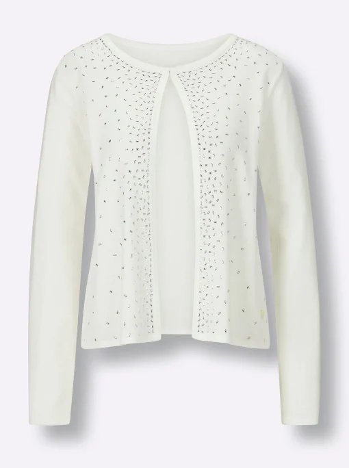 Feinstrickjacke mit Verzierungen vorne