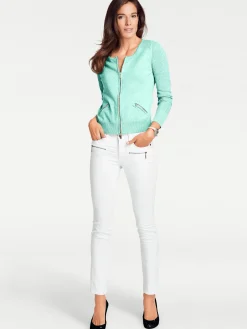 Feinstrickjacke mit 2-Wege-Reißverschluss