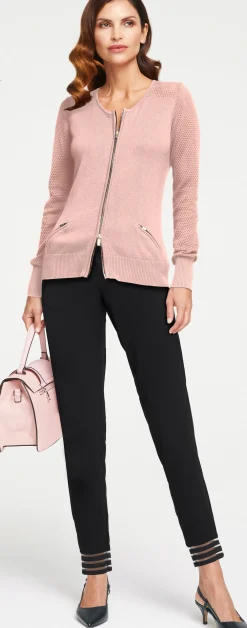 Feinstrickjacke mit 2-Wege-Reißverschluss