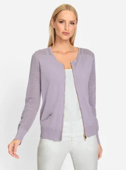 Feinstrickjacke mit 2-Wege-Reißverschluss
