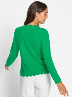 Feinstrickjacke mit Wellenkanten