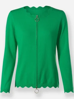 Feinstrickjacke mit Wellenkanten