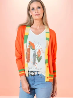 Feinstrickjacke mit Zier-Rippenbündchen