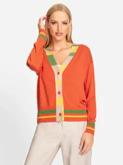 Feinstrickjacke mit Zier-Rippenbündchen
