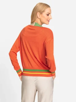 Feinstrickjacke mit Zier-Rippenbündchen