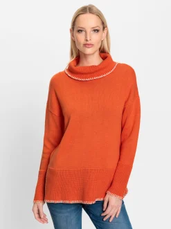 Feinstrickpullover mit halsfernem Rollkragen