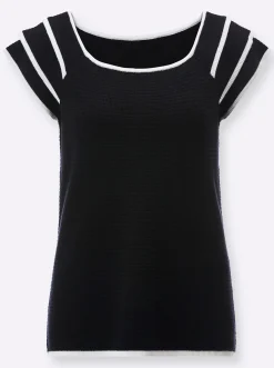 Feinstrickpullover mit 3-lagigen, überschnittenen Schultern