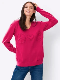 Feinstrickpullover mit Muster in 3D-Optik