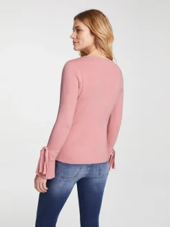 Feinstrickpullover mit Ärmelabschlüssen in Plissee-Optik