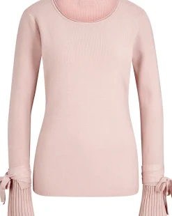 Feinstrickpullover mit Ärmelabschlüssen in Plissee-Optik