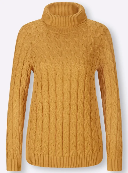 Feinstrickpullover mit Zopfmuster