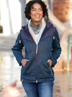Fleecejacke im Material-Mix