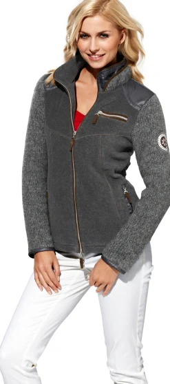 Fleecejacke mit gestrickten Ärmeln