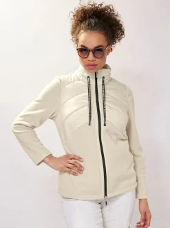 Fleecejacke mit Stepp-Besatz vorne