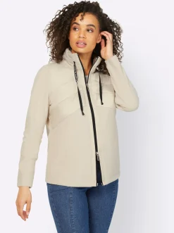 Fleecejacke mit Stepp-Besatz vorne