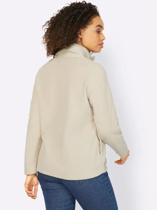 Fleecejacke mit Stepp-Besatz vorne