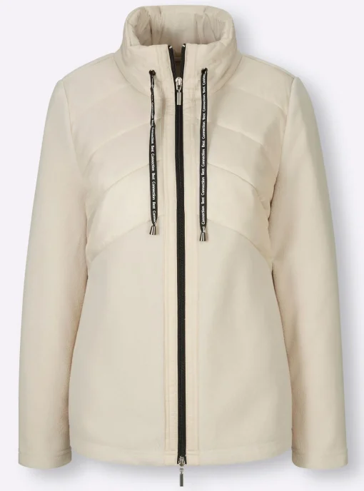 Fleecejacke mit Stepp-Besatz vorne