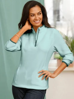 Fleeceshirt mit Stehkragen und Reißverschluss