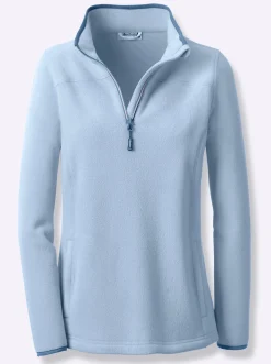 Fleeceshirt mit Stehkragen und Reißverschluss