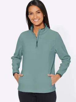 Fleeceshirt mit Stehkragen und Reißverschluss