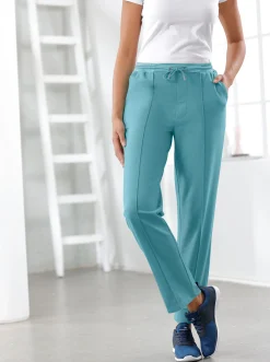 Freizeithose mit Satinbesatz am Bund