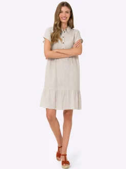Freizeitkleid mit Horn-Optik-Knöpfen