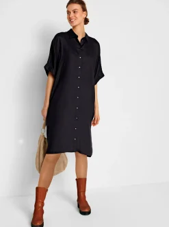 Hemdblusenkleid mit Nahttaschen, Viskose
