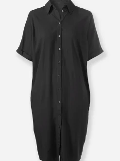Hemdblusenkleid mit Nahttaschen, Viskose