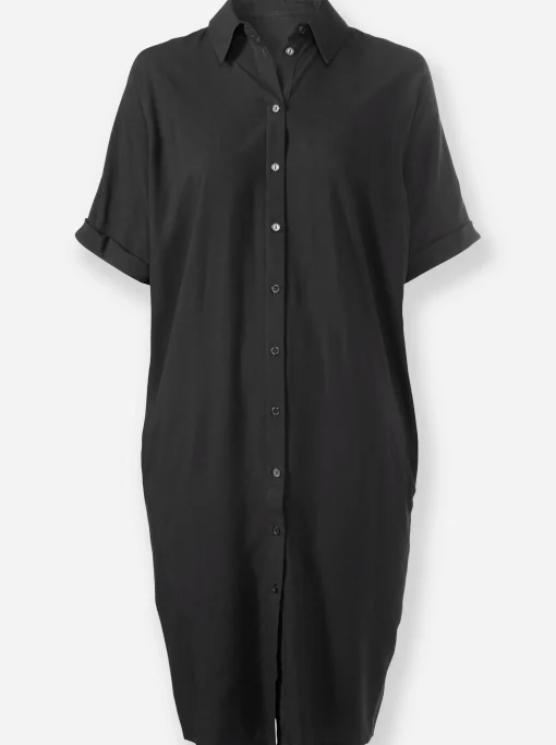 Hemdblusenkleid mit Nahttaschen, Viskose