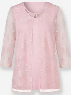2-in-1-Shirt mit Blüten-Spitze