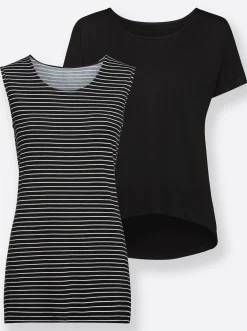 2-in-1-Shirt mit Ringel-Top