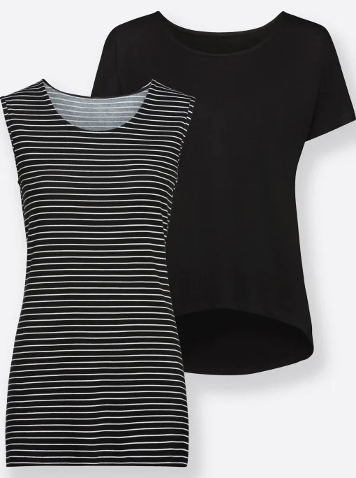 2-in-1-Shirt mit Ringel-Top