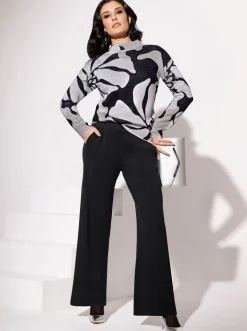 Jacquard-Pullover mit Glitzergarn, floral