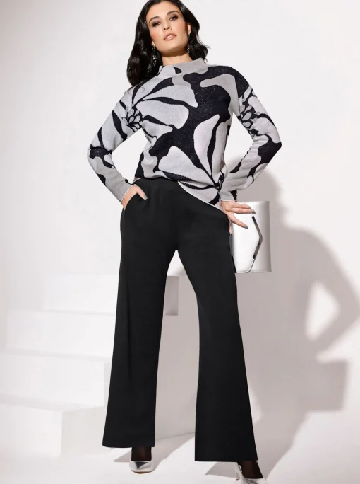 Jacquard-Pullover mit Glitzergarn, floral
