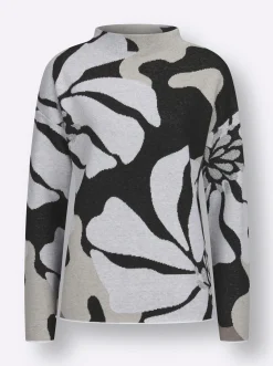 Jacquard-Pullover mit Glitzergarn, floral