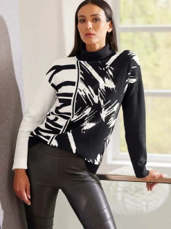Jacquardpullover mit Rollkragen