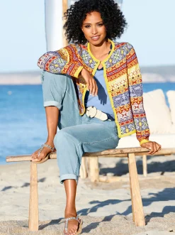 Jacquardstrickjacke im bunten Farbmix
