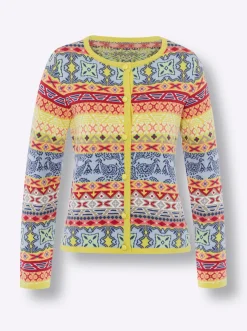 Jacquardstrickjacke im bunten Farbmix