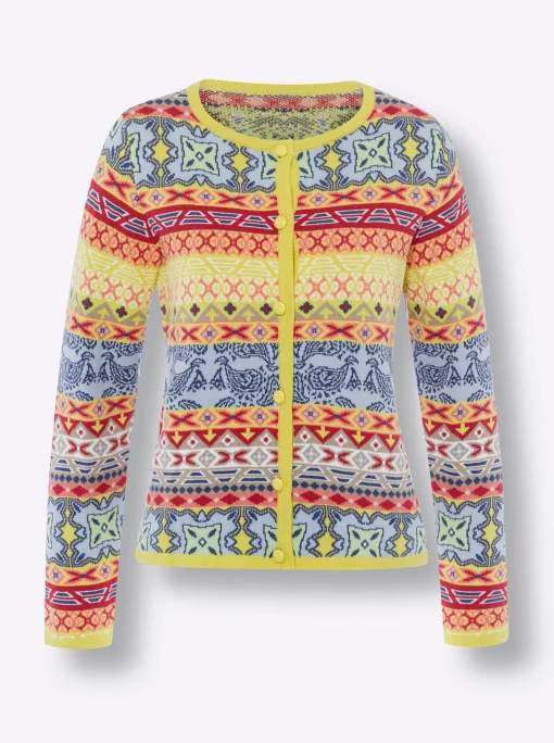 Jacquardstrickjacke im bunten Farbmix